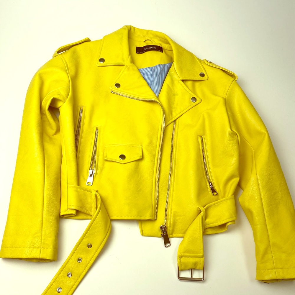 Zara Yellow Moto Jacket
